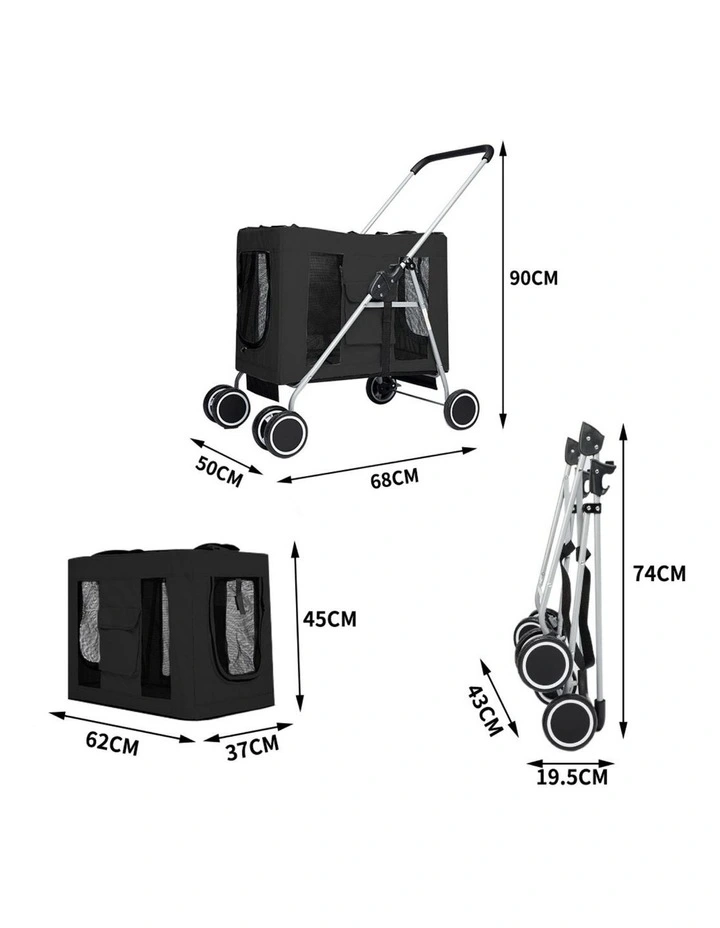 Foldable Pet Stroller in Black image 3
