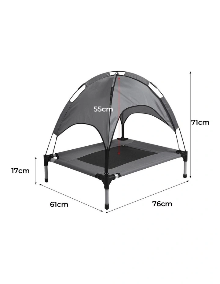 Elevated Trampoline Pet Bed With Canopy M in Grey image 3