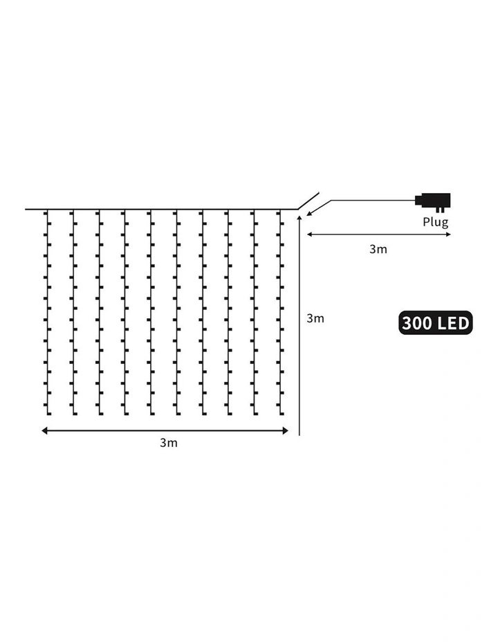 Emitto LED Curtain Fairy Lights 3x3M In Multi Colour image 3
