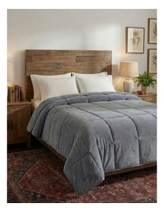 Super King Velvet Comforter Quilt in Grey