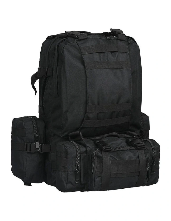 56L Detachable Camping Molle Backpack Bag in Black image 1