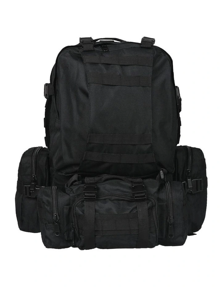 56L Detachable Camping Molle Backpack Bag in Black image 2