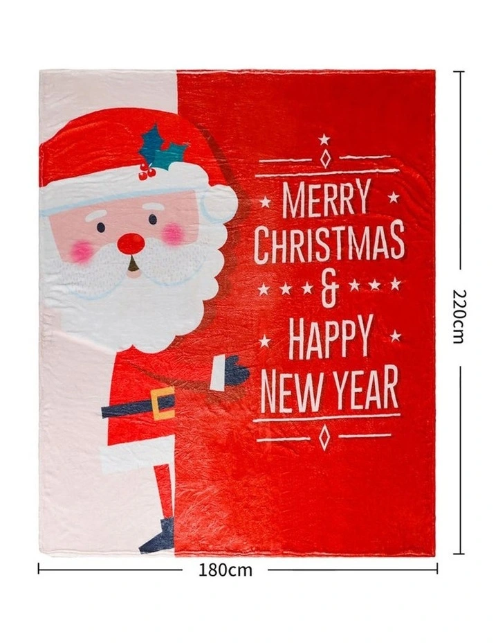 Flannel Double Sided Christmas Throw Blanket in Red image 3