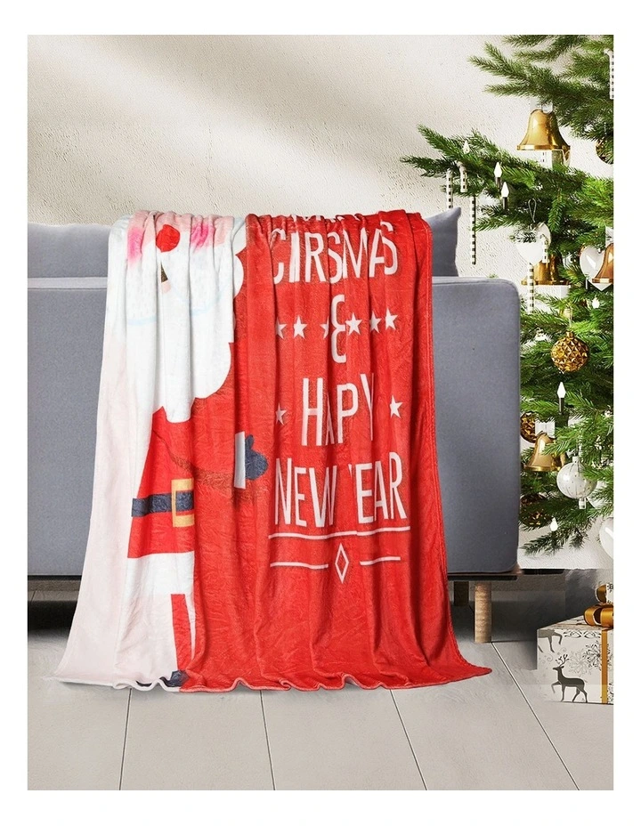 Flannel Double Sided Christmas Throw Blanket in Red image 7