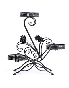 Outdoor Indoor Metal Flower Pots Plant Stand in Black