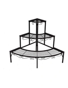 Planter Corner Shelf Outdoor Indoor Pot Plant Stand in Black