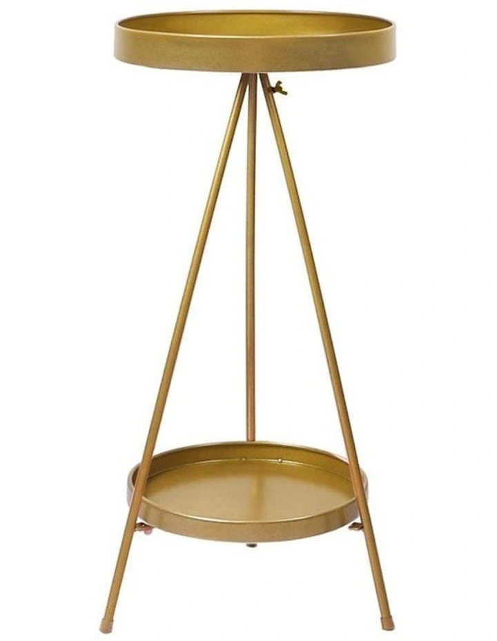 2 Tiers Outdoor Indoor Plant Stand in Gold image 2