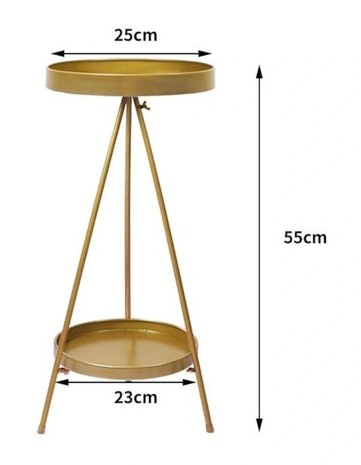 2 Tiers Outdoor Indoor Plant Stand in Gold image 3