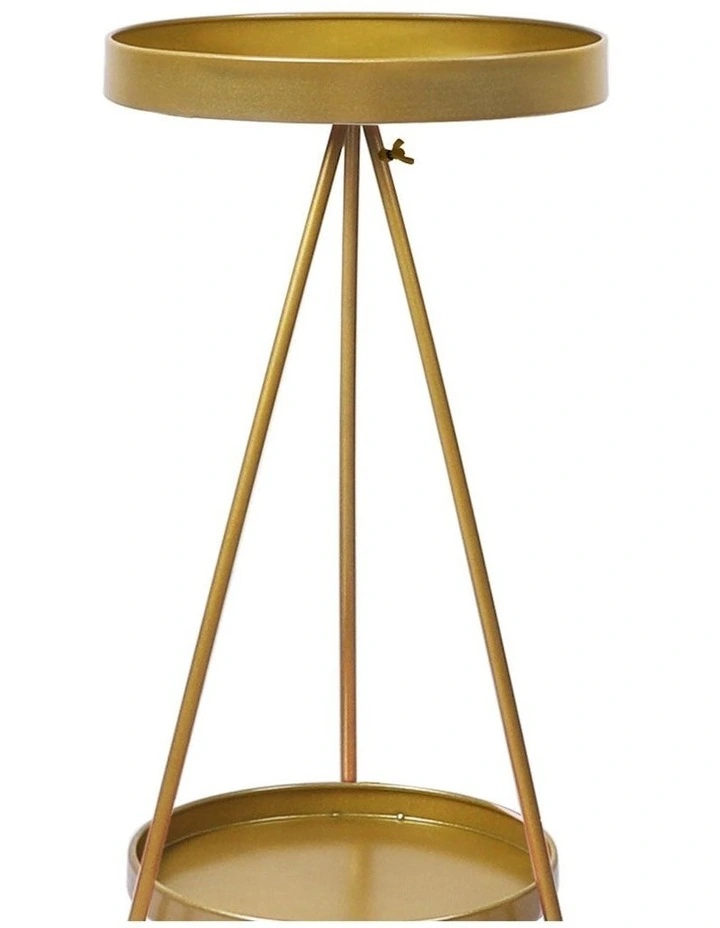 2 Tiers Outdoor Indoor Plant Stand in Gold image 4