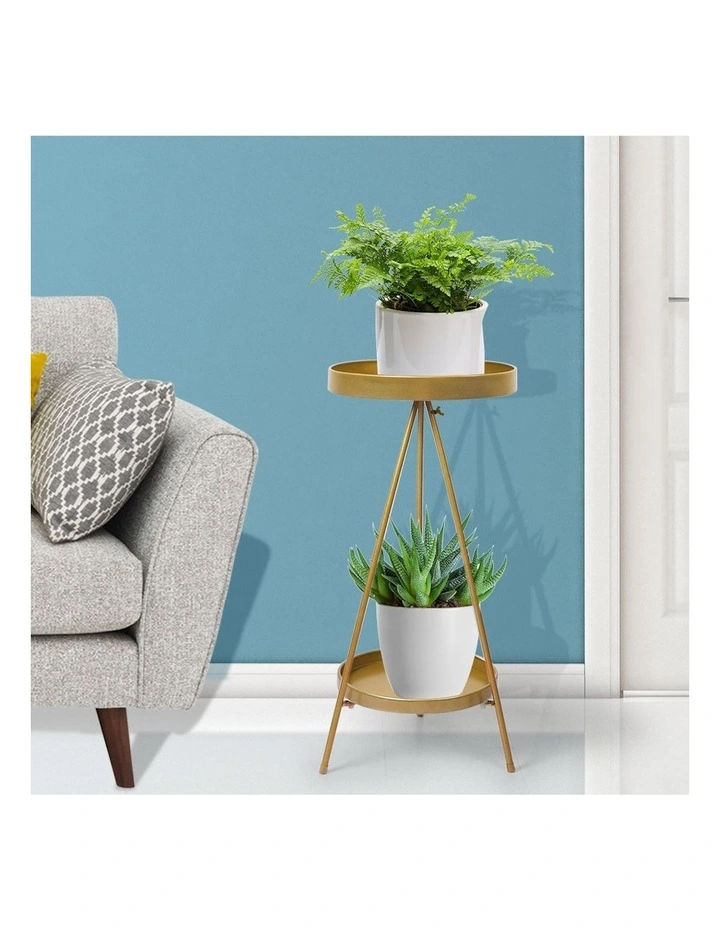 2 Tiers Outdoor Indoor Plant Stand in Gold image 7