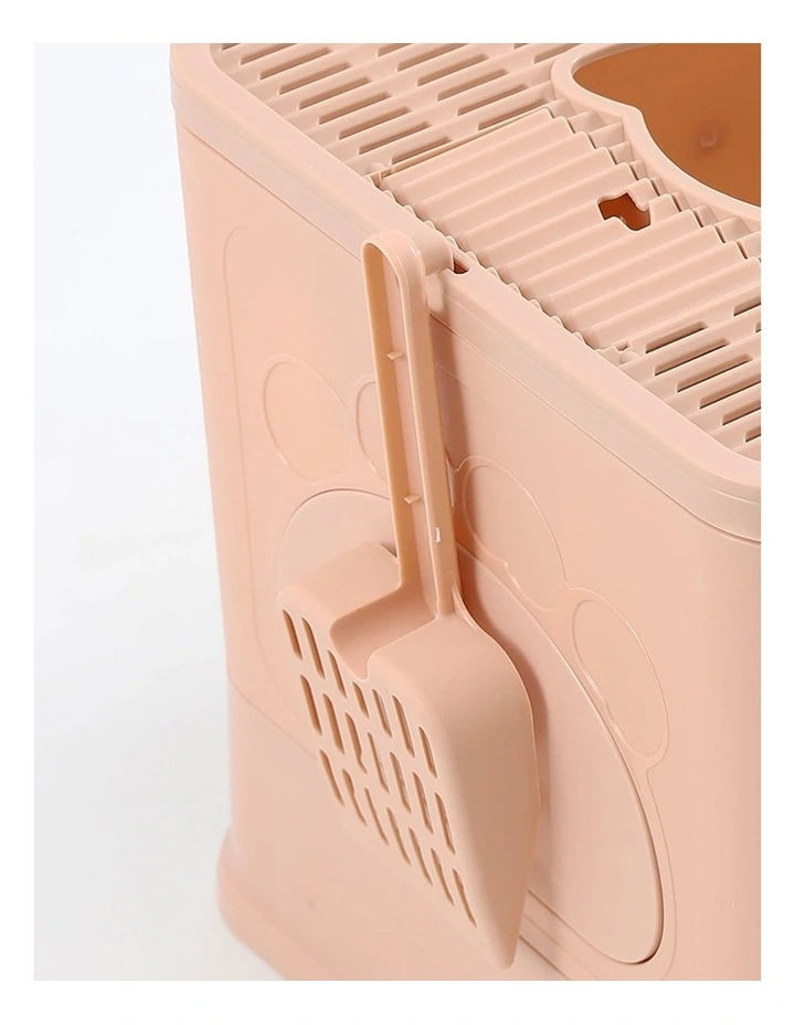 Foldable Cat Kitty Litter Box With Tray in Pink image 6