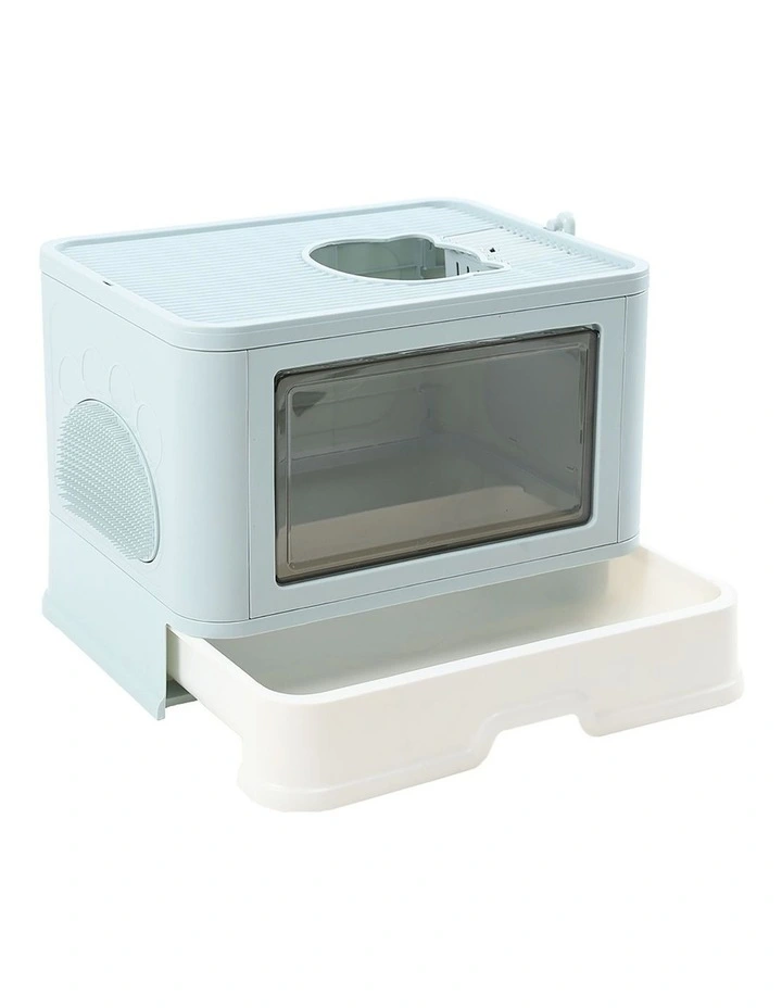 Foldable Cat Litter Box Tray in Blue image 1