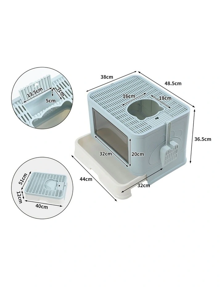 Foldable Cat Litter Box Tray in Blue image 3