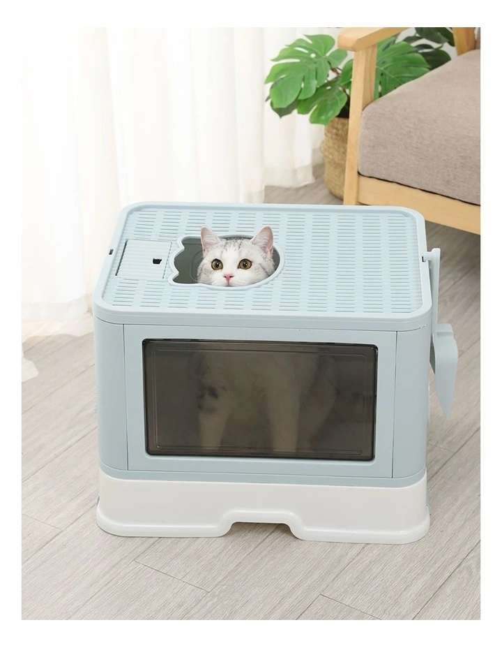 Foldable Cat Litter Box Tray in Blue image 7