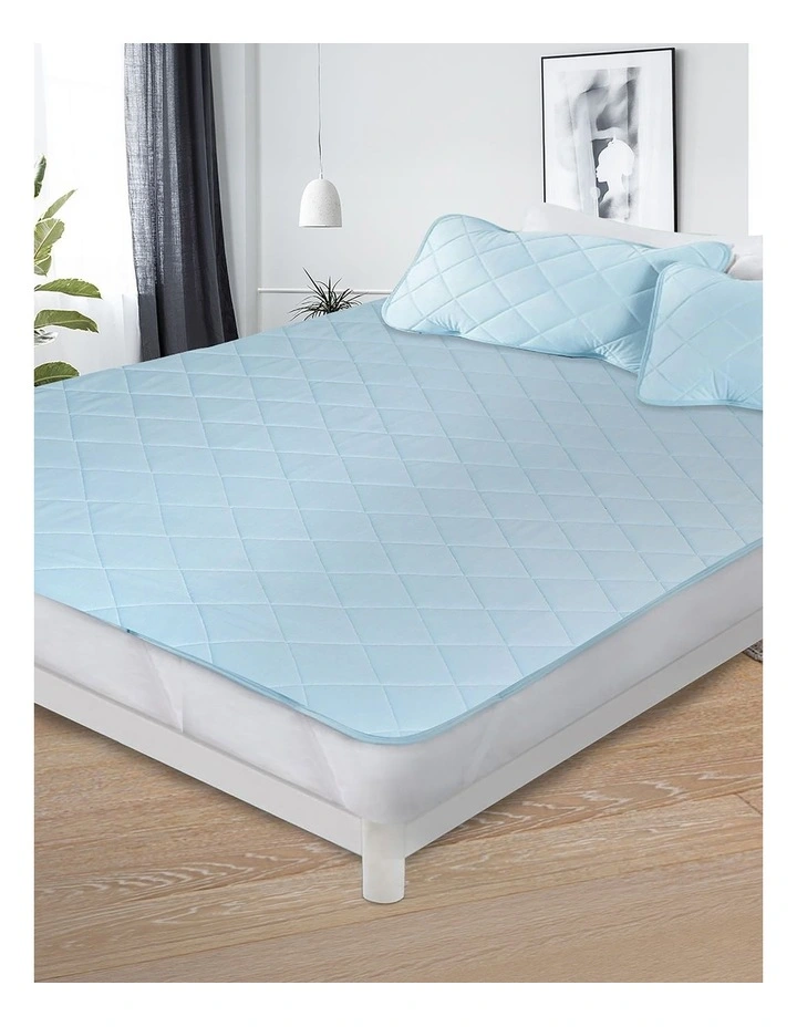 Mattress Protector Cool Topper Set With Pillow Case King in Blue image 1