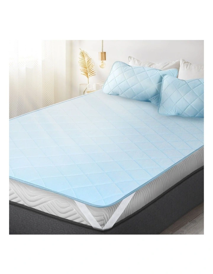 Mattress Protector Cool Topper Set With Pillow Case King in Blue image 7
