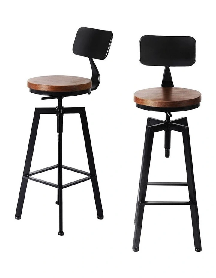 Industrial Swivel Bar Stool 2x in Black image 1