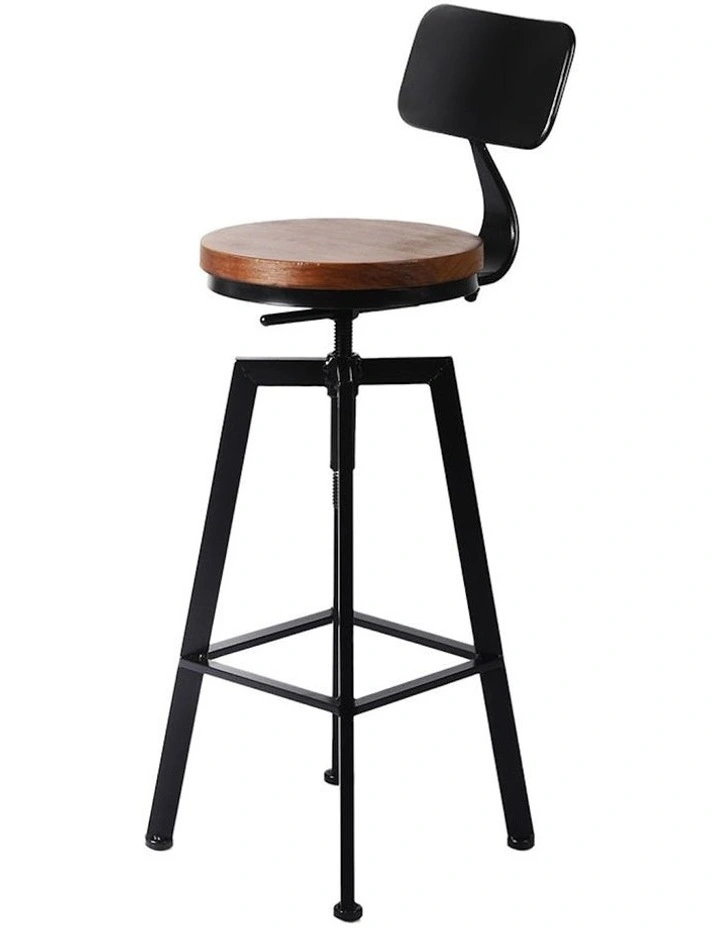 Industrial Swivel Bar Stool 2x in Black image 2