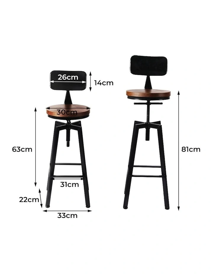 Industrial Swivel Bar Stool 2x in Black image 3