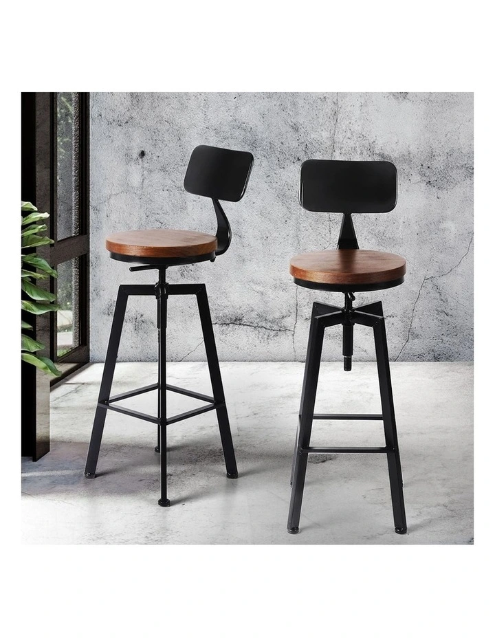 Industrial Swivel Bar Stool 2x in Black image 7