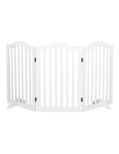 Wooden Fence Pet Stair Barrier Security Door 3 Panels in White