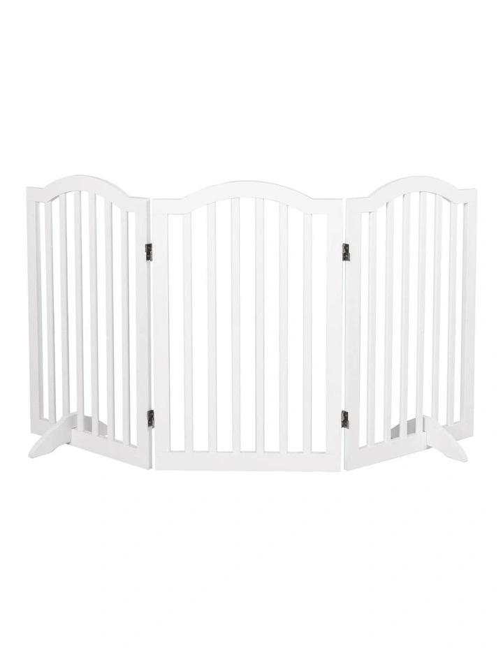 Wooden Fence Pet Stair Barrier Security Door 3 Panels in White image 1