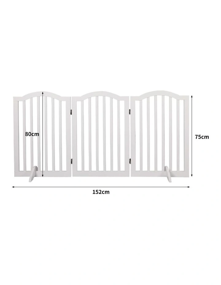 Wooden Fence Pet Stair Barrier Security Door 3 Panels in White image 3