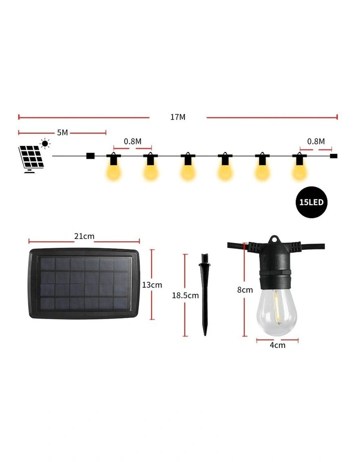 Solar LED Festoon Waterproof String Garden Lights 17m image 3