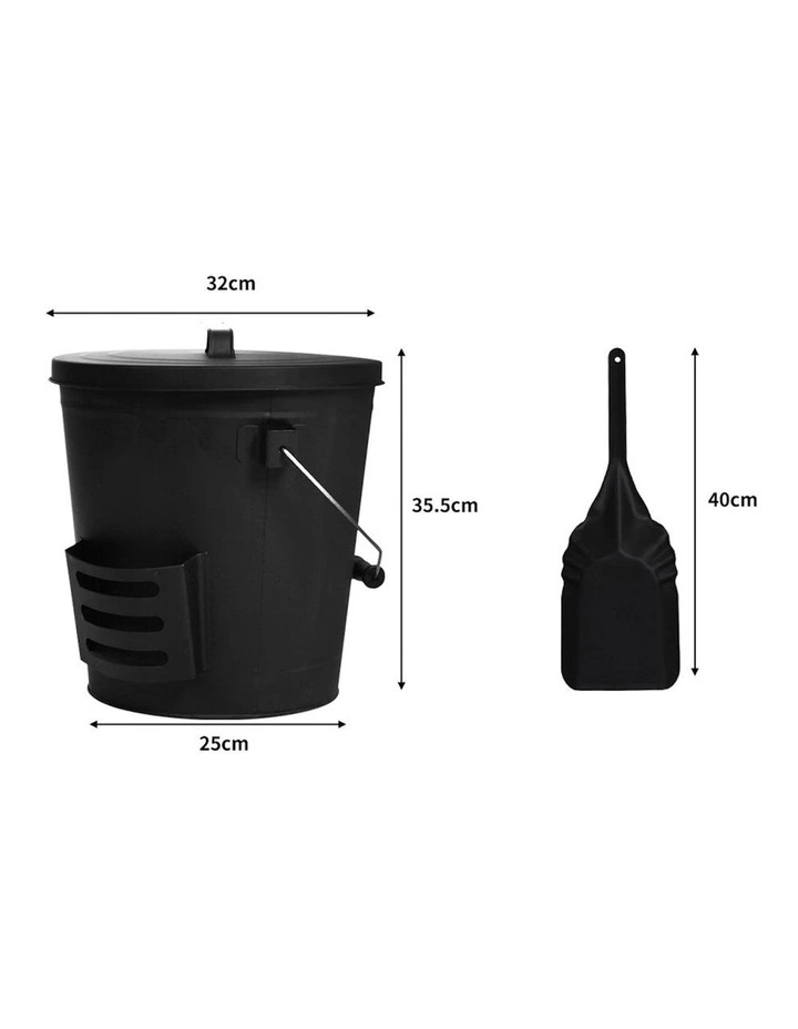 Wood Ash Bucket 22L in Matt Black image 3