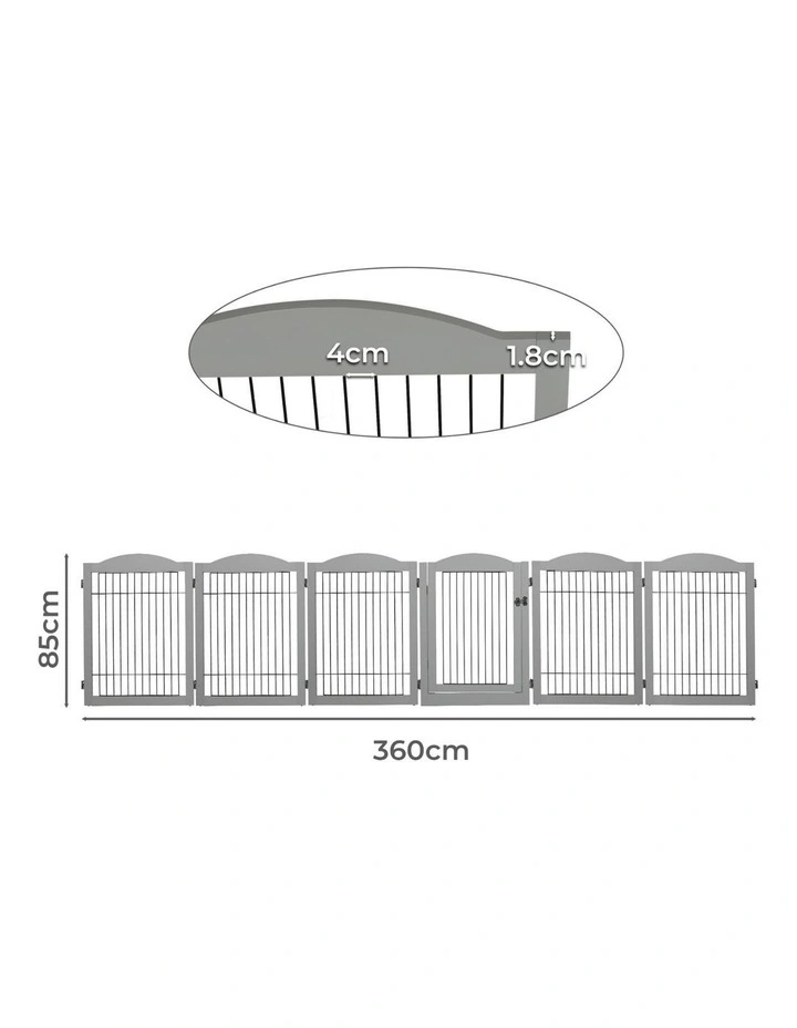 Indoor 6 Panels Pet Exercise Cage Enclosure Fence in Grey image 3