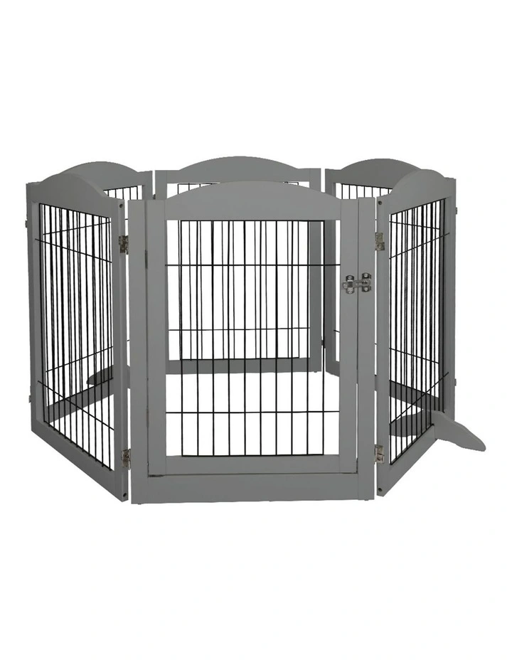 Indoor 6 Panels Pet Exercise Cage Enclosure Fence in Grey image 4