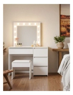 LED Dressing Table Vanity Set in White