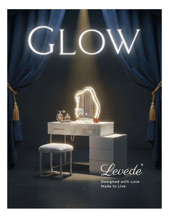 LED Dressing Table Vanity Set in White image 4