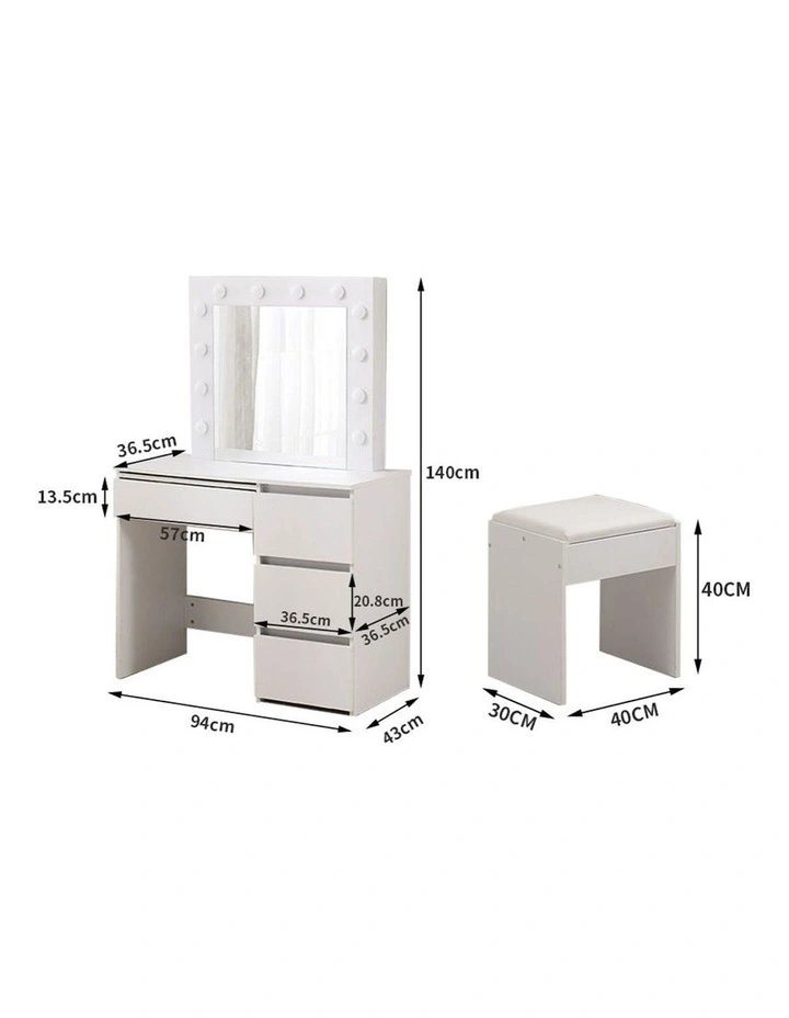 LED Dressing Table Vanity Set in White image 5