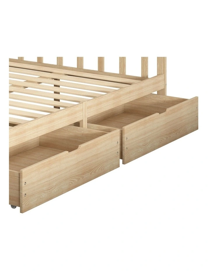 2x Wooden Bed Frame Storage Drawers in Natural image 5