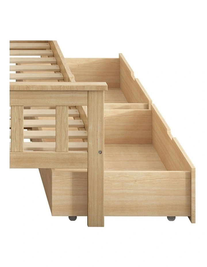 2x Wooden Bed Frame Storage Drawers in Natural image 6