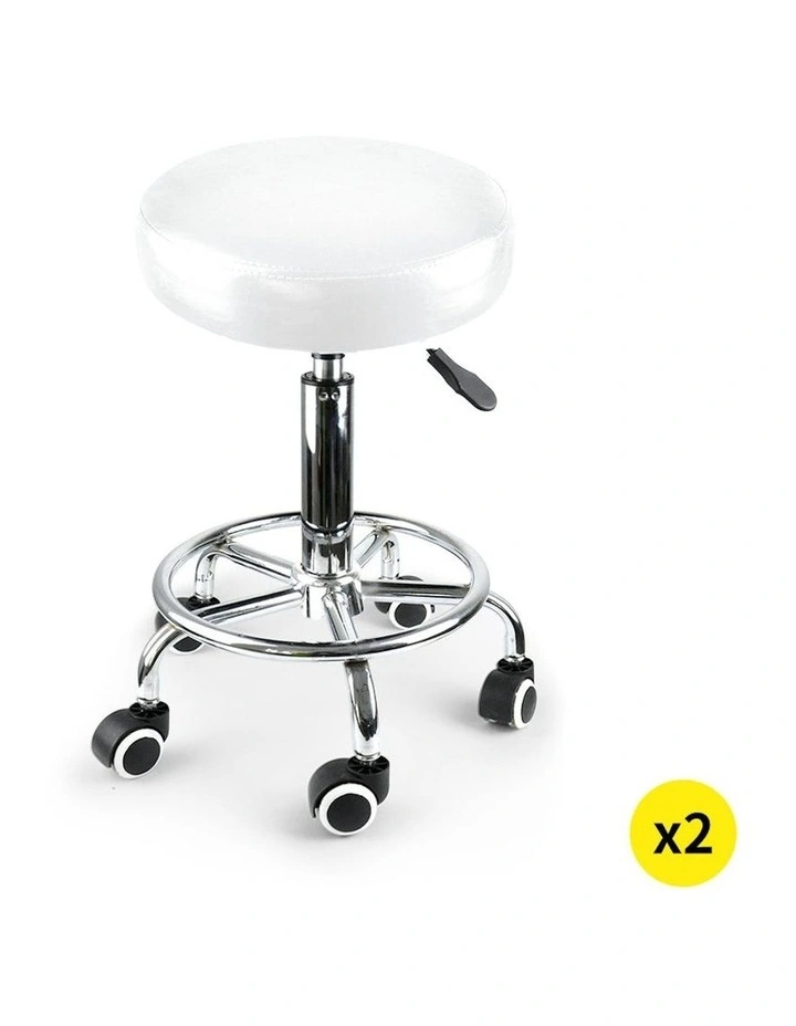 Hairdressing Stool Barber Chair 2x in White image 1
