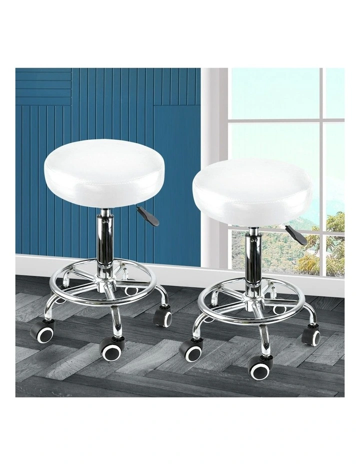 Hairdressing Stool Barber Chair 2x in White image 7