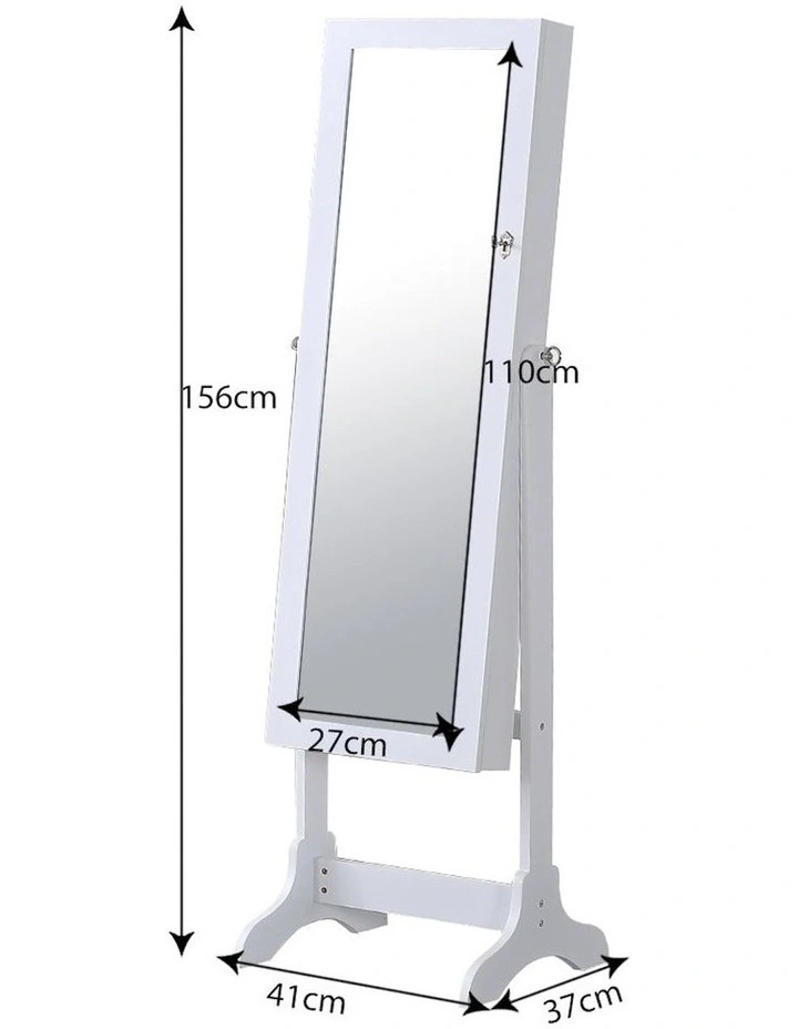 Mirrored Jewellery Holder Dressing Cabinet Cosmetic Organizer LED Light in White image 3