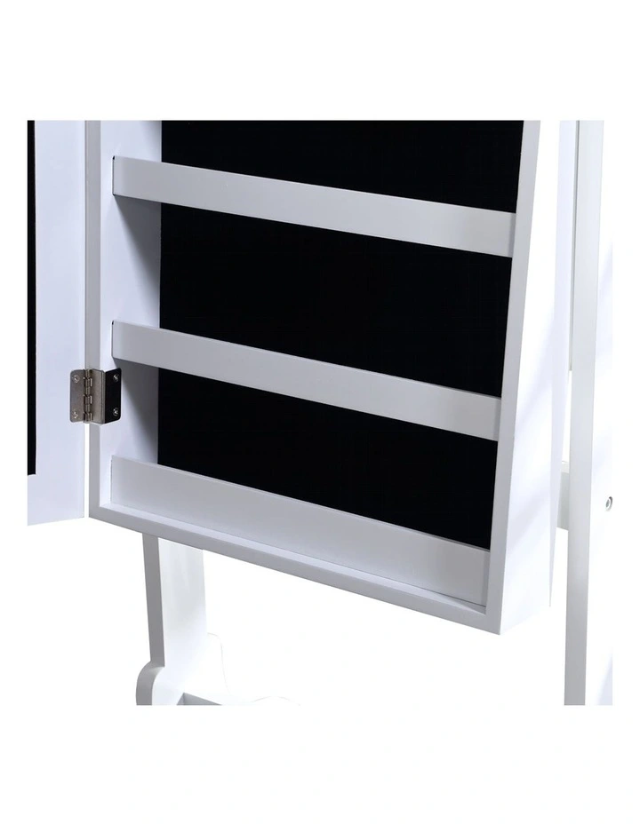 Mirrored Jewellery Holder Dressing Cabinet Cosmetic Organizer LED Light in White image 4