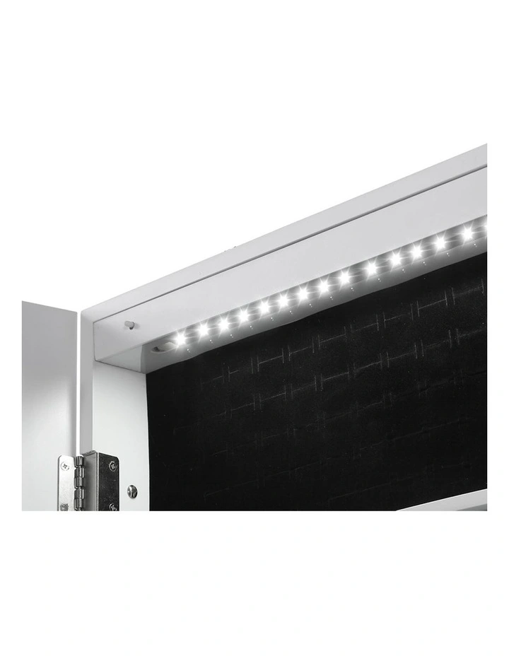 Mirrored Jewellery Holder Dressing Cabinet Cosmetic Organizer LED Light in White image 6
