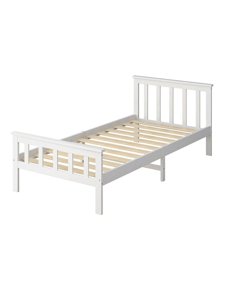 Single Size Mattress Base Solid Pine Wooden Bed Frame in White image 1