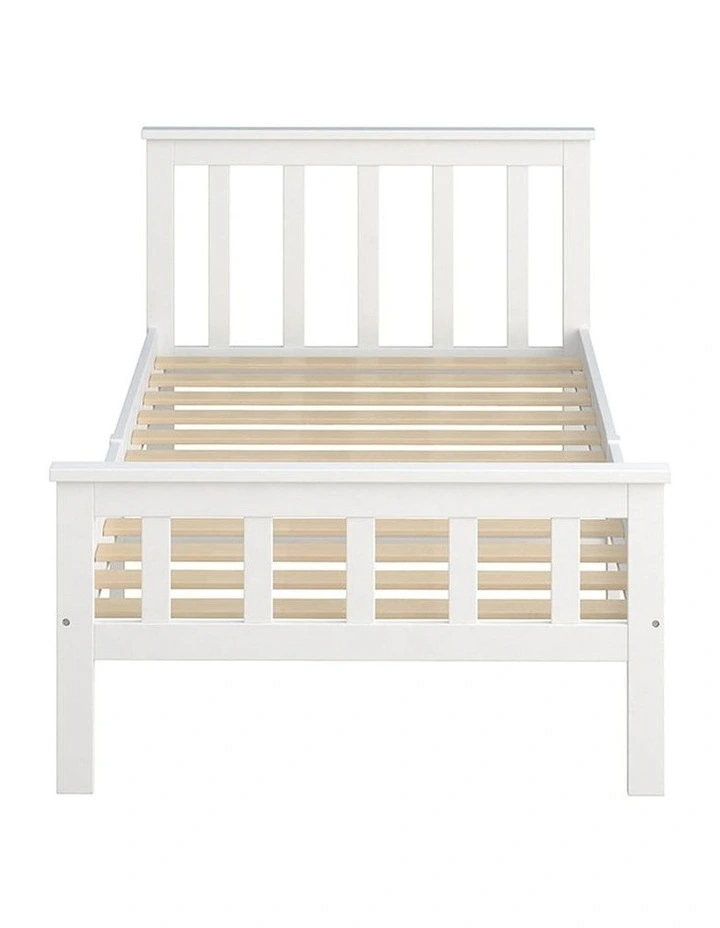 Single Size Mattress Base Solid Pine Wooden Bed Frame in White image 2