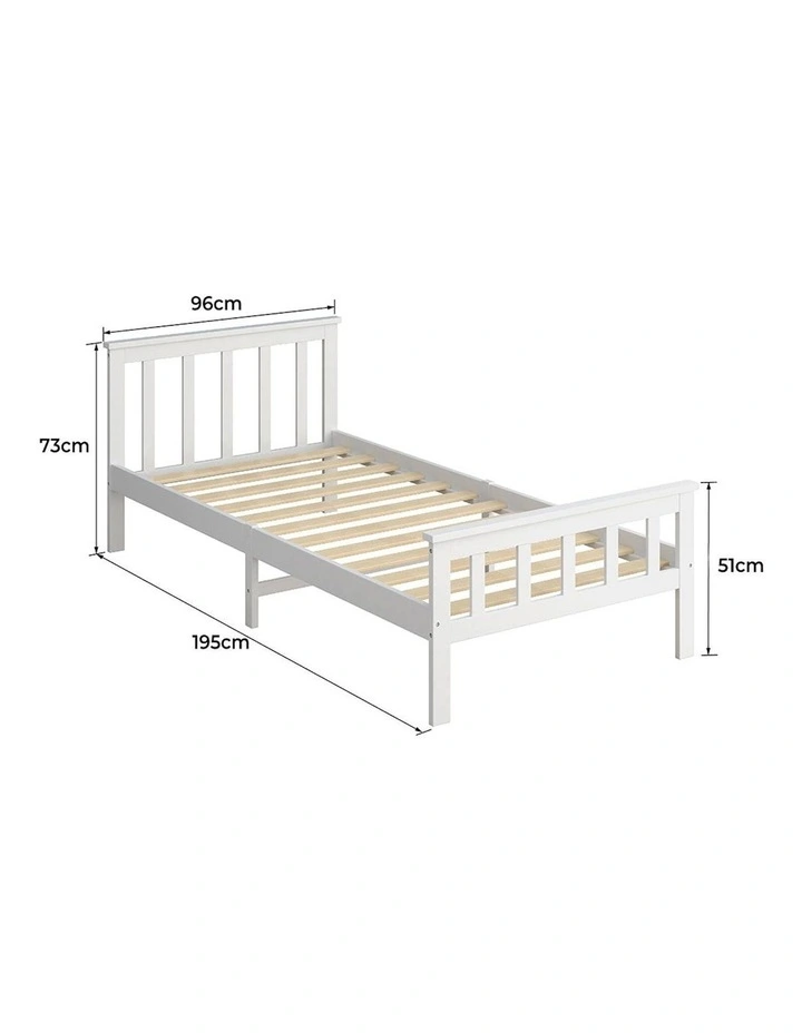 Single Size Mattress Base Solid Pine Wooden Bed Frame in White image 3