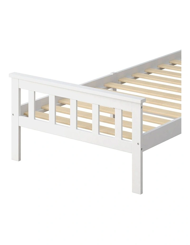 Single Size Mattress Base Solid Pine Wooden Bed Frame in White image 4