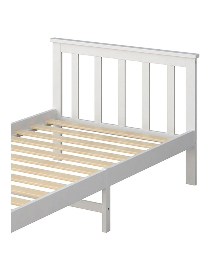 Single Size Mattress Base Solid Pine Wooden Bed Frame in White image 5