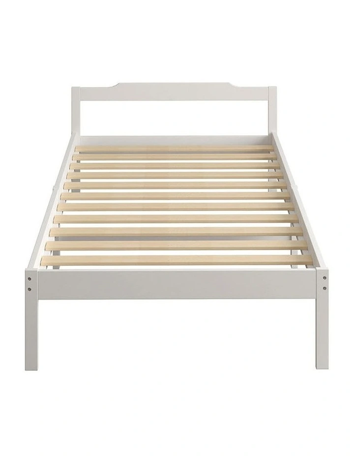 King Single Mattress Base Solid Timber Pine Wooden Bed Frame in White image 2