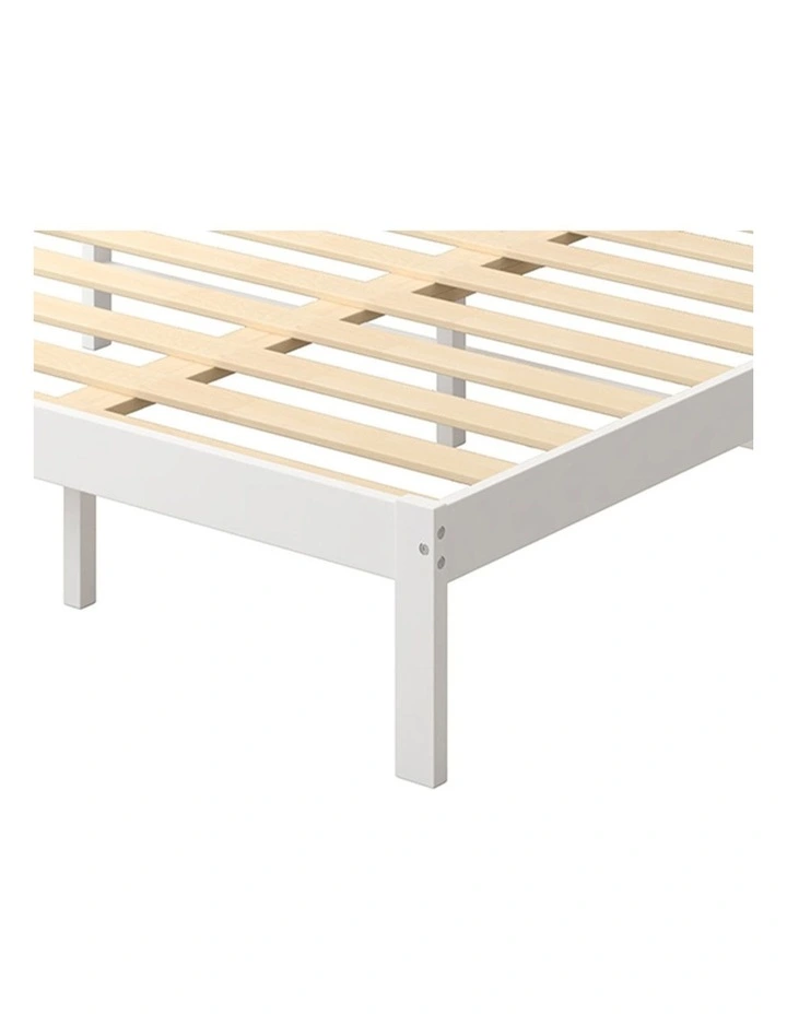 King Single Mattress Base Solid Timber Pine Wooden Bed Frame in White image 4