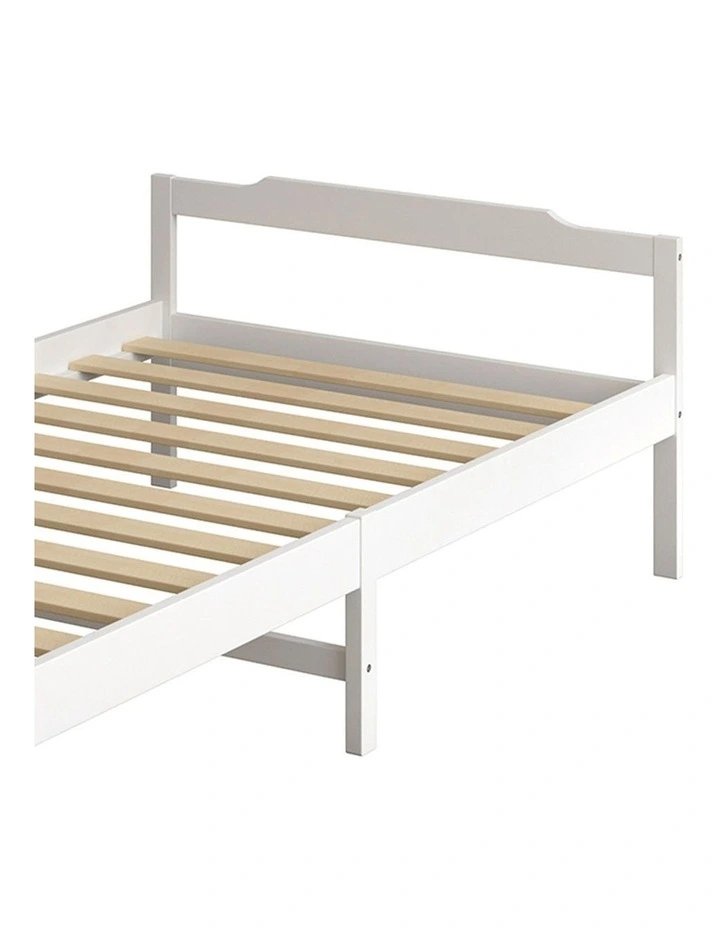 King Single Mattress Base Solid Timber Pine Wooden Bed Frame in White image 5