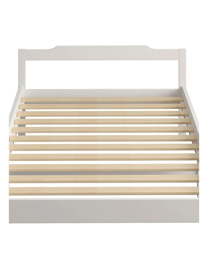 King Single Mattress Base Solid Timber Pine Wooden Bed Frame in White image 6